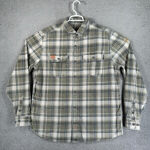 HAWX Work Gear Men's Medium Button Up Flannel Workwear Long‎ Sleeve NFPA 2112